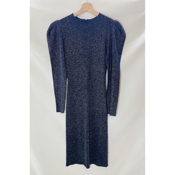 SACHIN & BABI Amelie Metallic Navy‎ Blue Knit Long Sleeve Dress SIZE SMALL - Picture 4 of 13